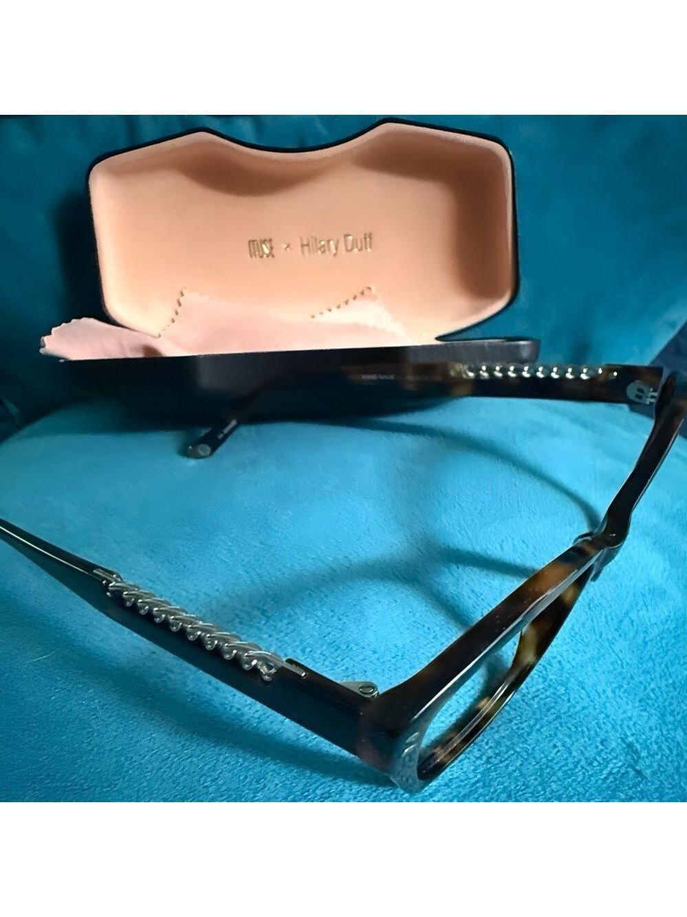 MUSE x Hilary Duff Brown Tortoise Shell Cat Eye Eyeglasses Embellished Temple - Picture 7 of 17